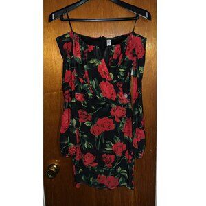 Fully Lined Off The Shoulder Floral Print Dress (L)